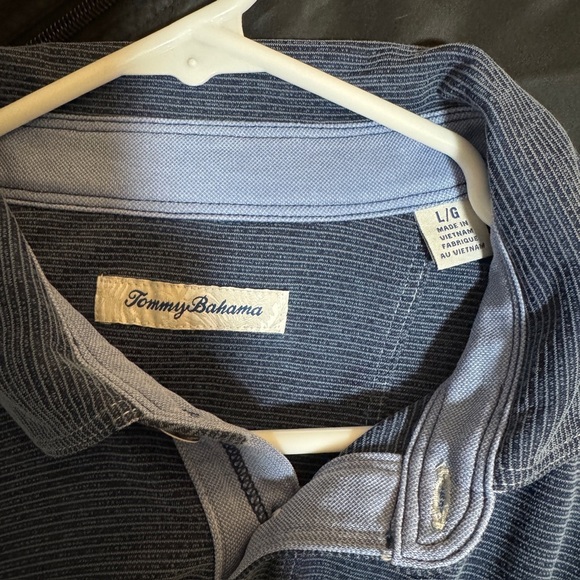 ⭐️ Tommy Bahama Ribbed Long Sleeve Polo - Blue - Size Large -EUC - Picture 4 of 4
